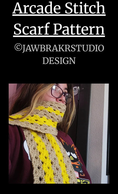Arcade Stitch Scarf Pattern JAWBRAKRstudio